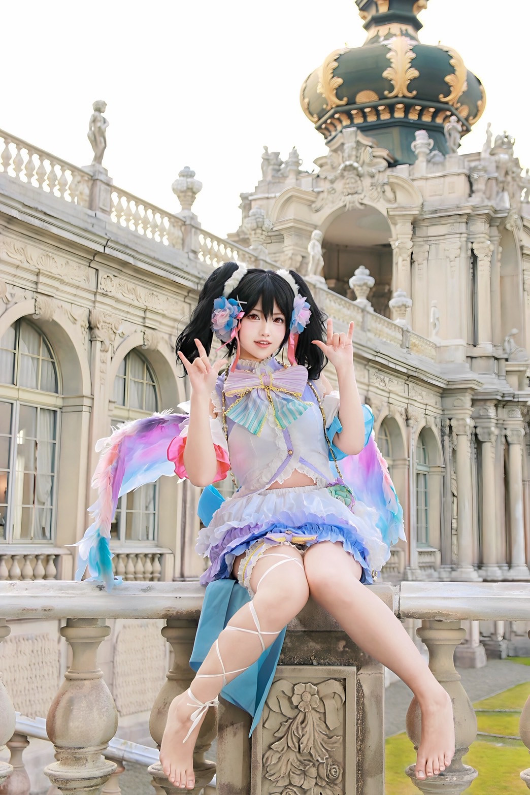 パステルカラーの衣装のコスプレ作品
